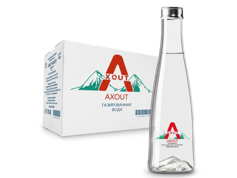 Вода минеральная AXOUT / АКСАУТ газированная, стекло 0.33л (12 штук)