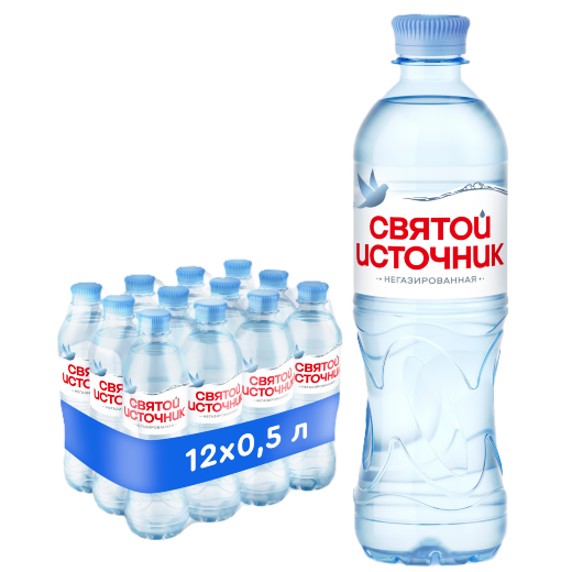 Вода питьевая Святой Источник негазированная, ПЭТ 0.5 л (12 штук) &mdash; 